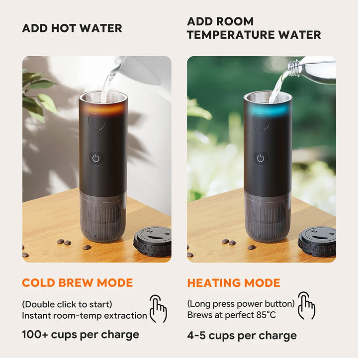 Wireless Electric Portable Espresso Coffee Machine 3-in-1 Travel Coffee Maker for Car & Camping Coffee